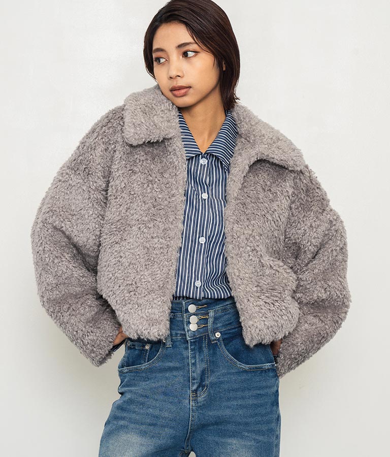 フェイクファー 衿付き ジャケット コート 796-8945