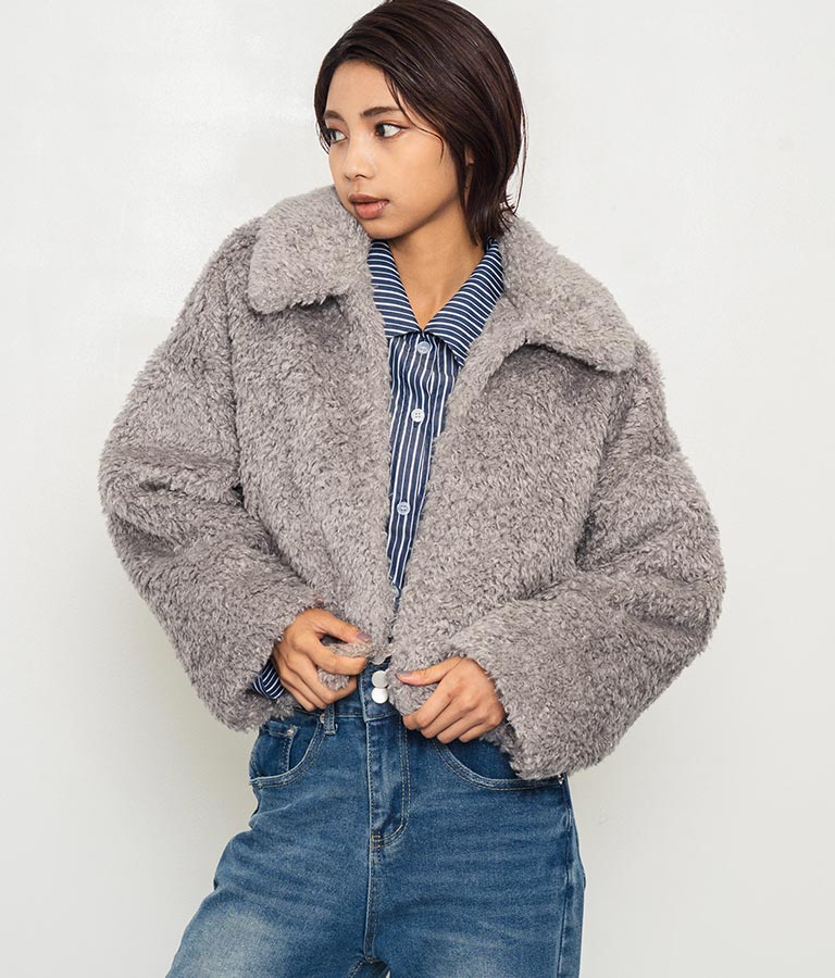 フェイクファー 衿付き ジャケット コート 796-8945