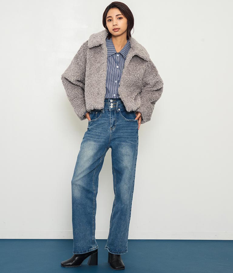フェイクファー 衿付き ジャケット コート 796-8945