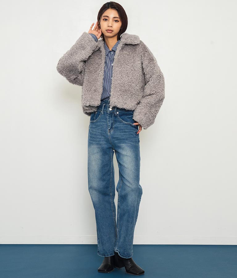 フェイクファー 衿付き ジャケット コート 796-8945