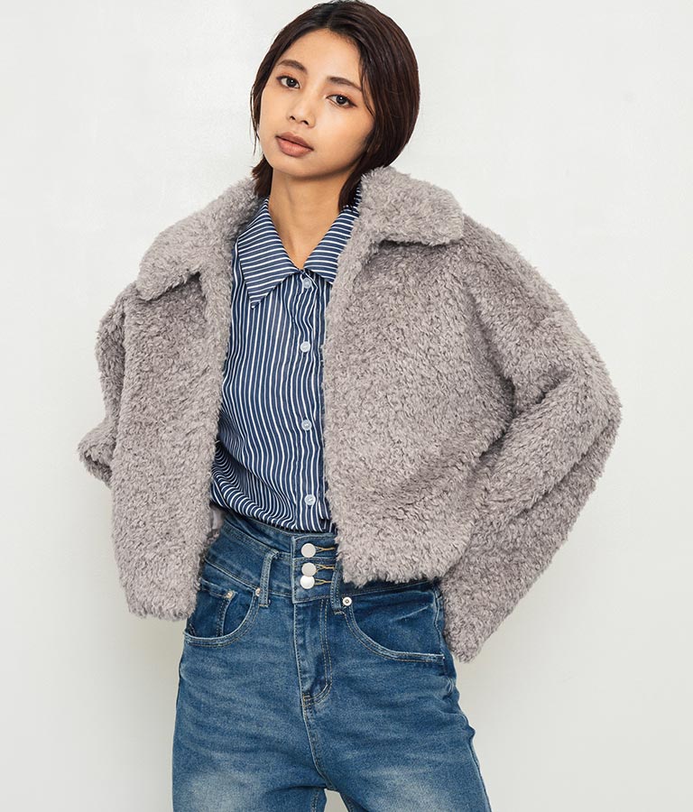 フェイクファー 衿付き ジャケット コート 796-8945