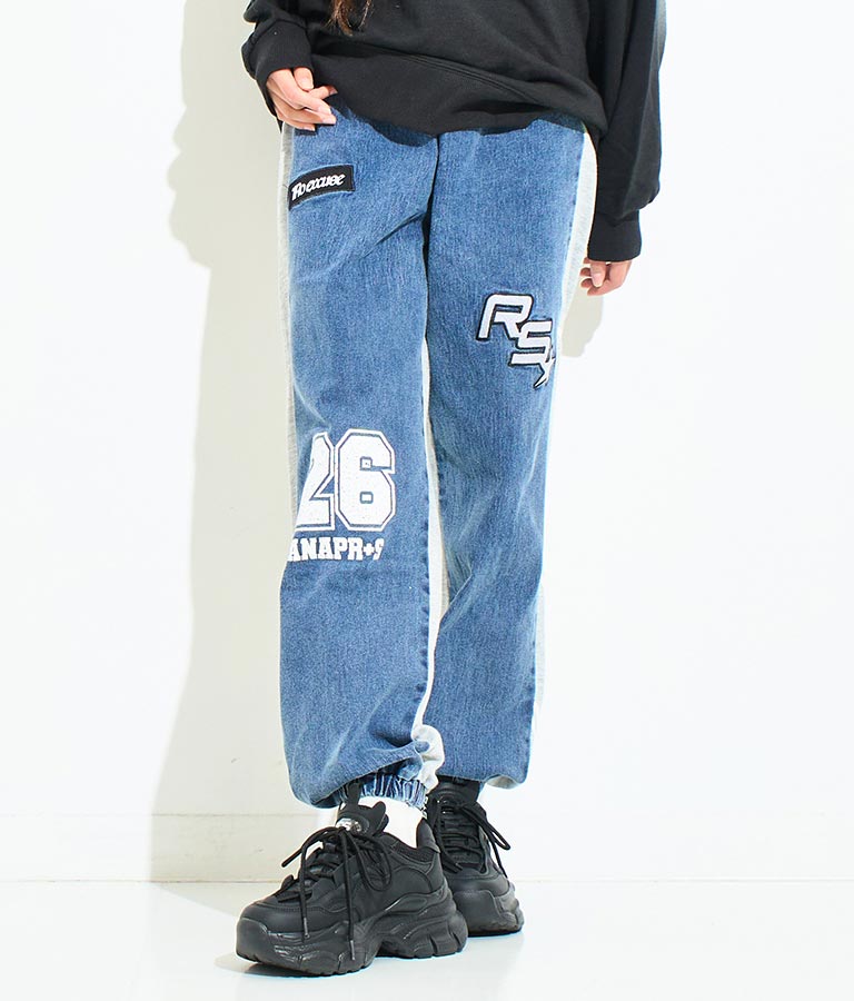 ANAP R+S【リラスポ】デニム スウェット 切替 ジョガー パンツ (ユニセックス アイテム) 912-7588