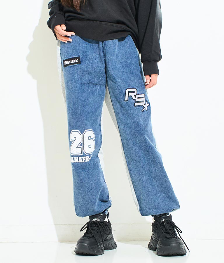 ANAP R+S【リラスポ】デニム スウェット 切替 ジョガー パンツ (ユニセックス アイテム) 912-7588
