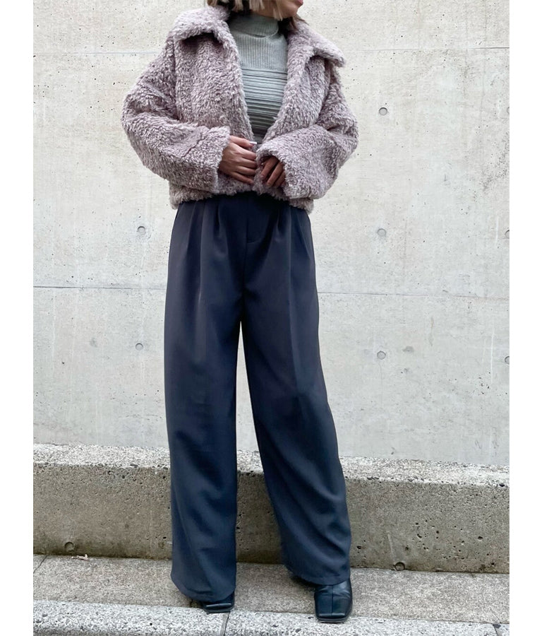 編地切替 プチ ハイネック ニット トップス 153-5531