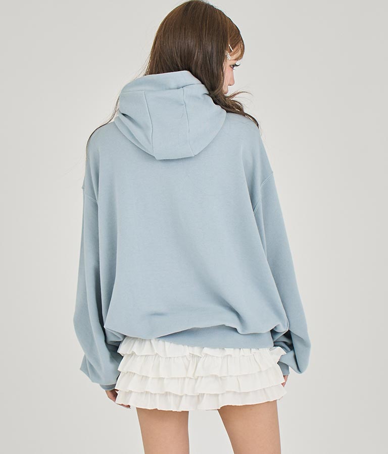 【ティーンズライン】箔 プリント ハーフジップ スウェット フーディー