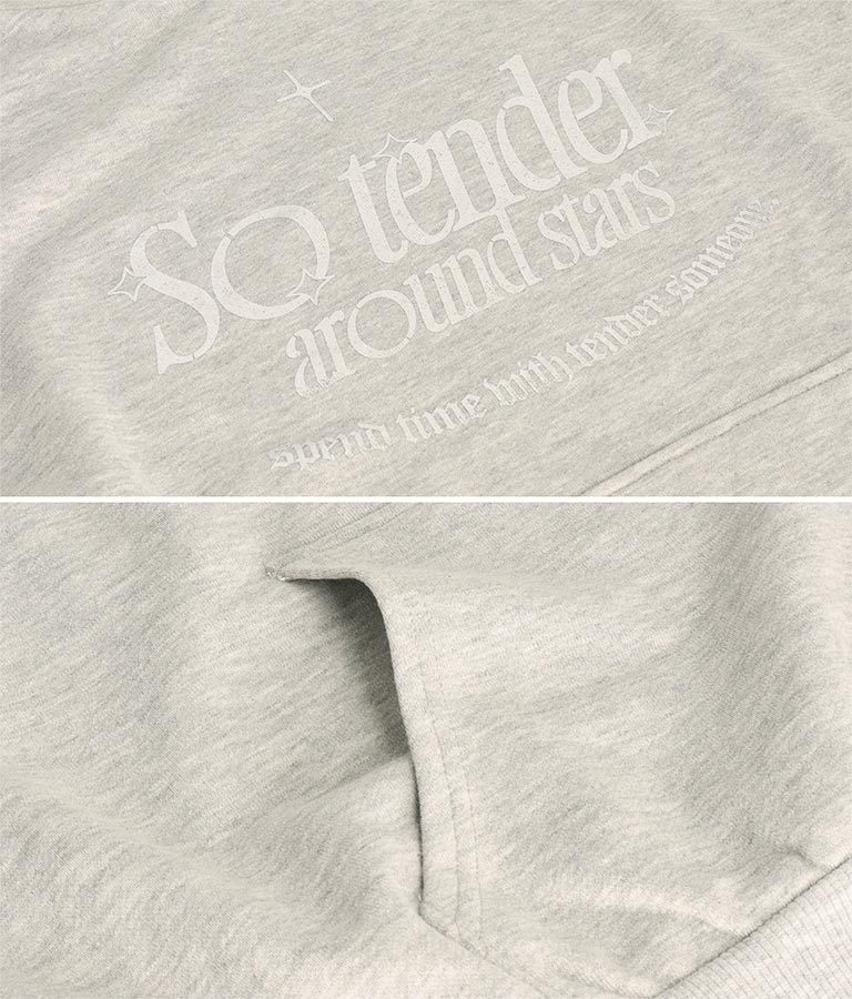 【ティーンズライン】箔 プリント ハーフジップ スウェット フーディー 913-7602