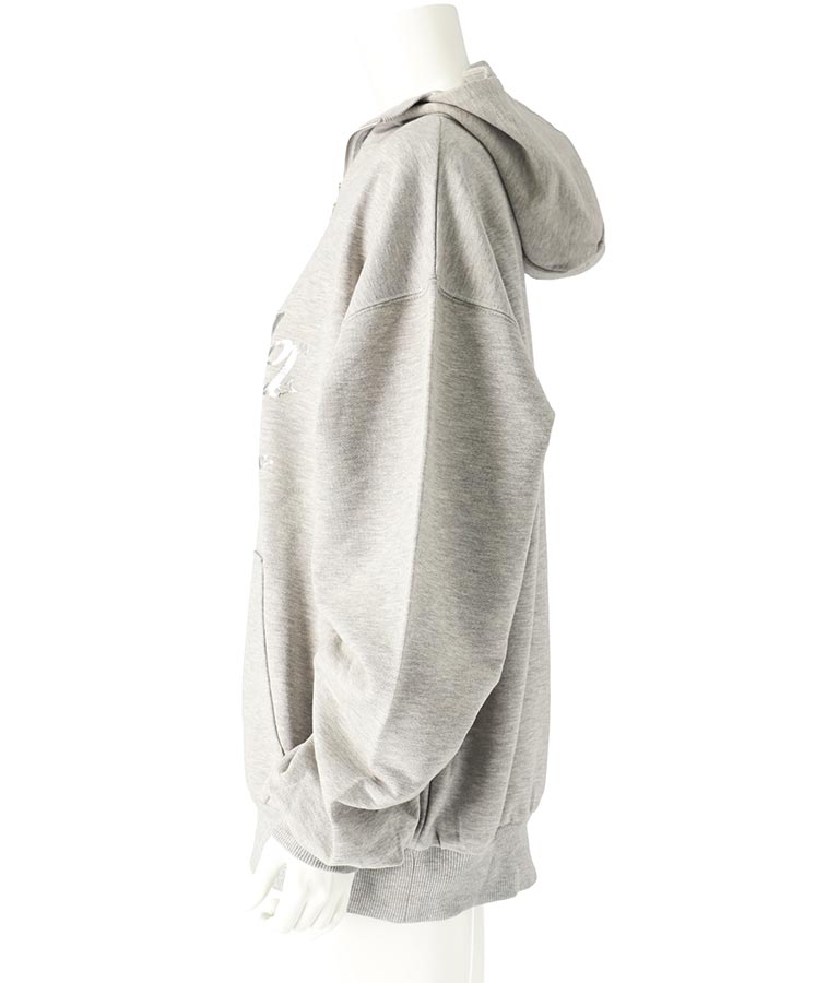 【ティーンズライン】箔 プリント ハーフジップ スウェット フーディー 913-7602