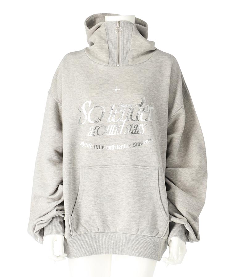 【ティーンズライン】箔 プリント ハーフジップ スウェット フーディー 913-7602