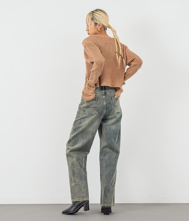 ヴィンテージ オーバーダイ 加工 ストレート デニム パンツ 152-5603