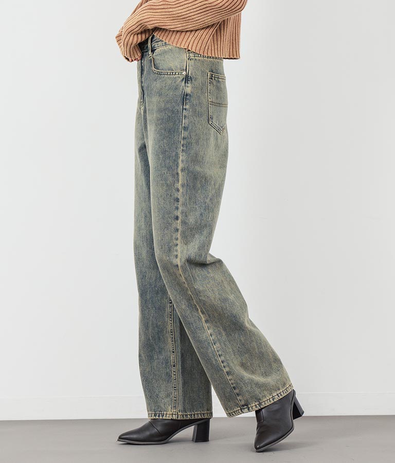 ヴィンテージ オーバーダイ 加工 ストレート デニム パンツ 152-5603