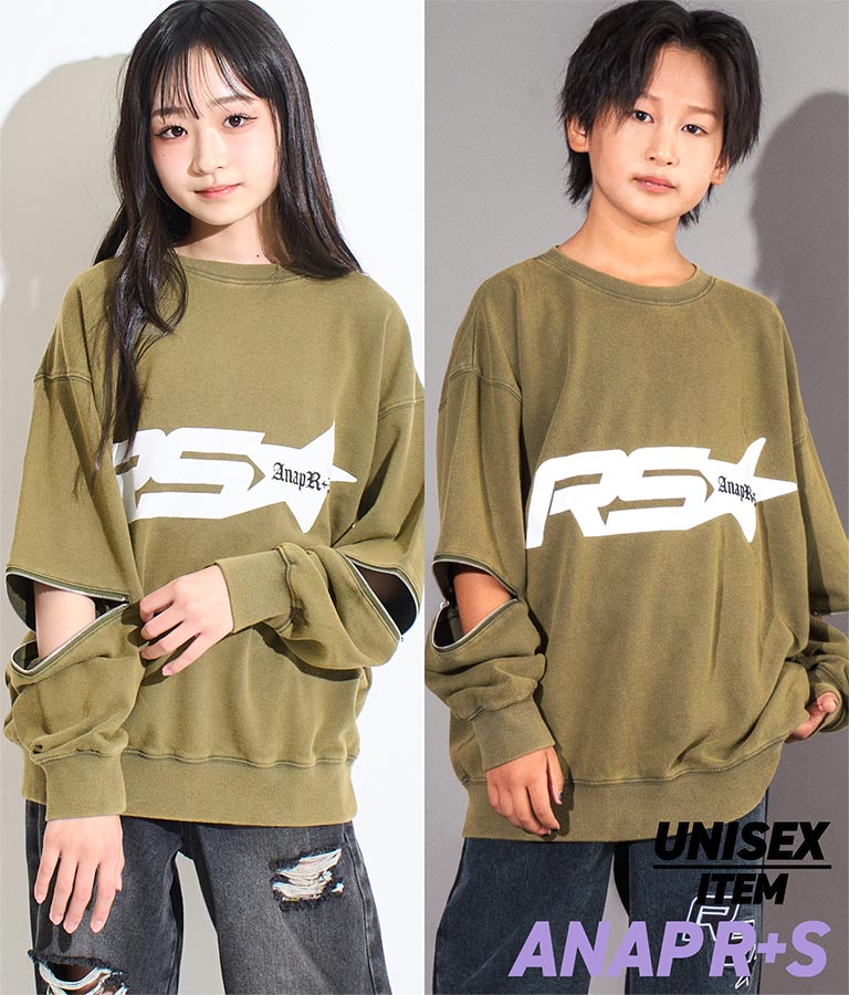 ANAP R+S【リラスポ】 ヴィンテージ 加工 ジップ スウェット トップス (ユニセックス アイテム) 913-7564