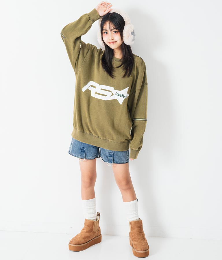 ANAP R+S【リラスポ】 ヴィンテージ 加工 ジップ スウェット トップス (ユニセックス アイテム) 913-7564