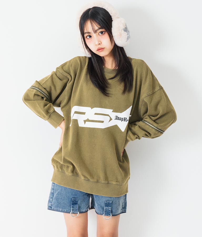 ANAP R+S【リラスポ】 ヴィンテージ 加工 ジップ スウェット トップス (ユニセックス アイテム) 913-7564