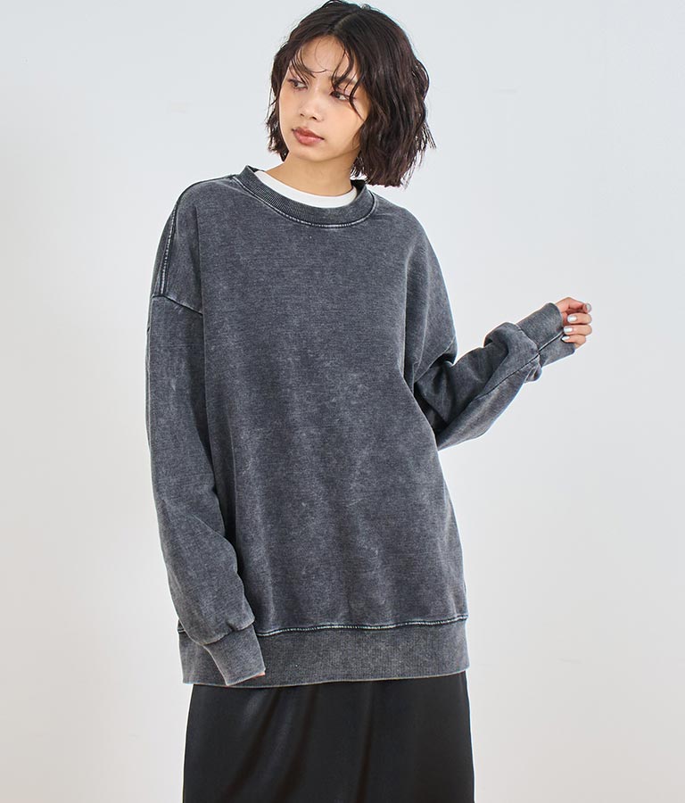 オーバーサイズ ピグメント スウェット 裏毛 トップス 153-5609