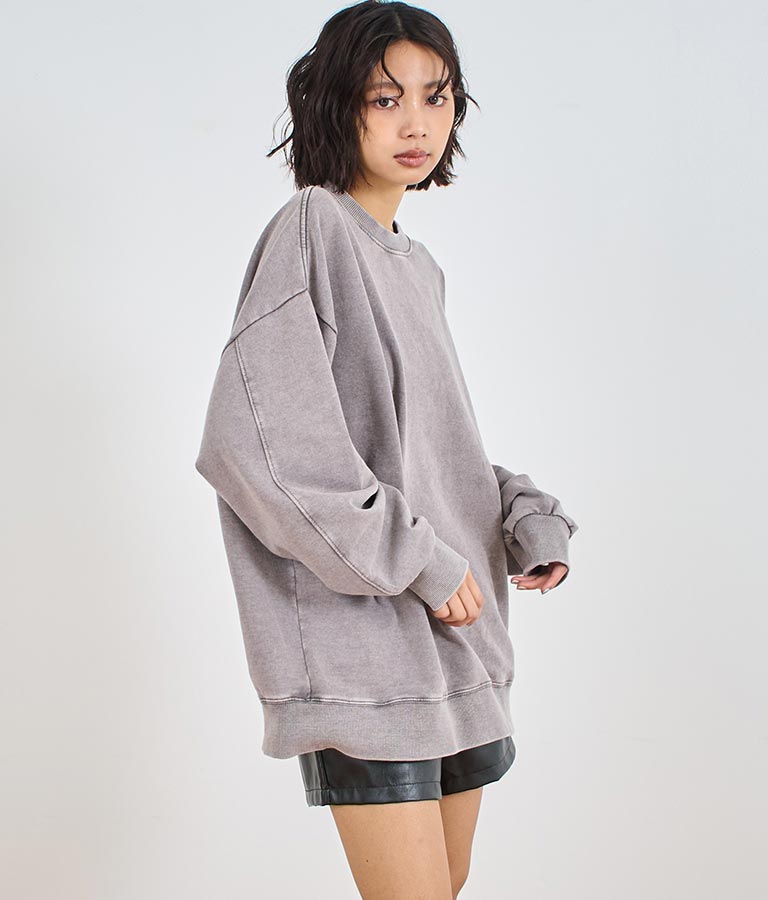 オーバーサイズ ピグメント スウェット 裏毛 トップス 153-5609