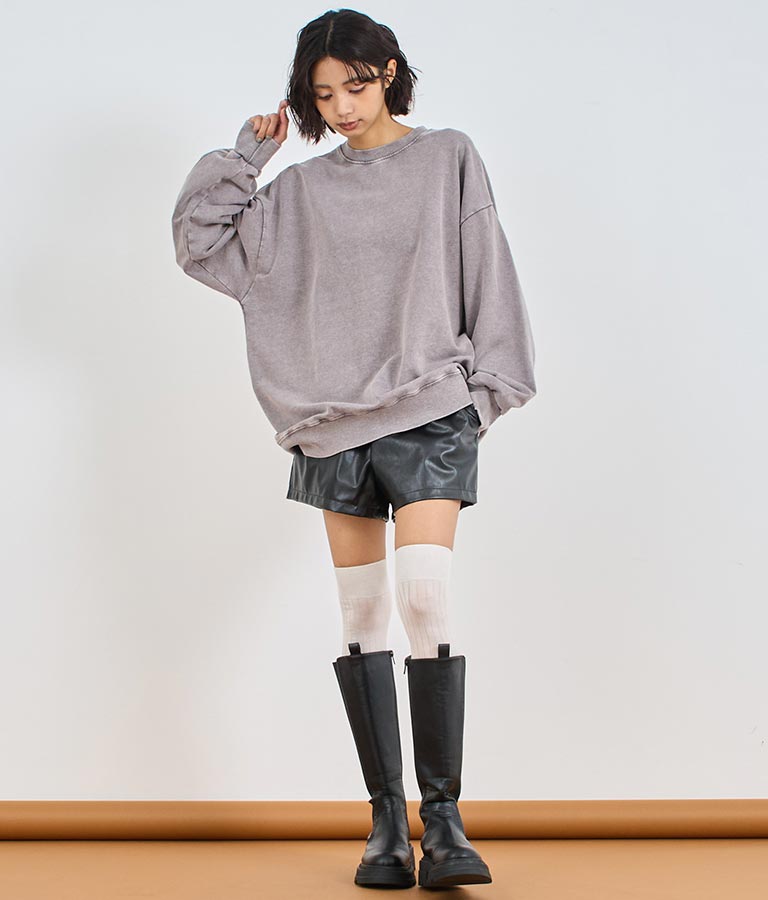 オーバーサイズ ピグメント スウェット 裏毛 トップス 153-5609