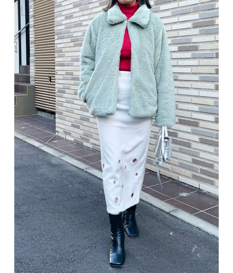 ステンカラー フェイクファー コート 856-5727