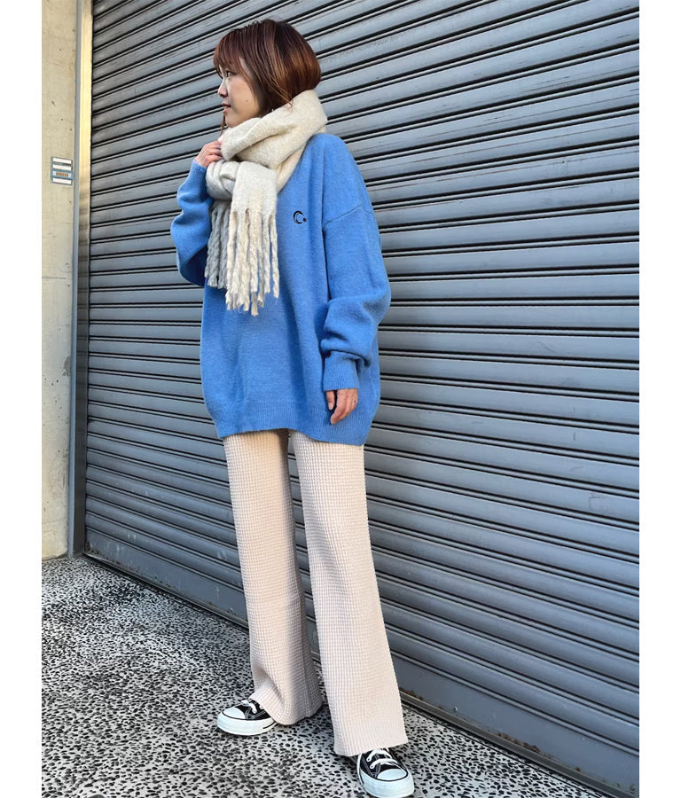ワンポイント 刺繍カラー ニット トップス 153-5615