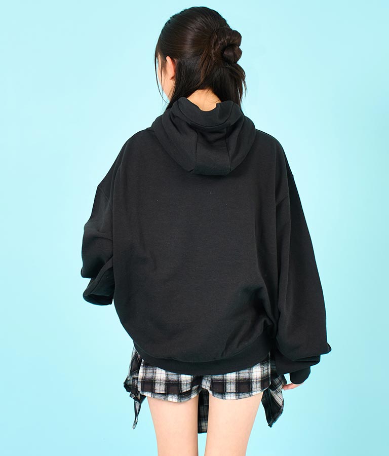 【ティーンズライン】箔 プリント ハーフジップ スウェット フーディー 913-7602