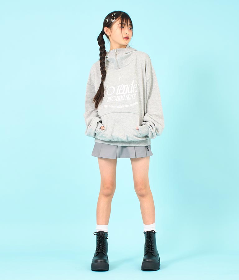 【ティーンズライン】箔 プリント ハーフジップ スウェット フーディー 913-7602