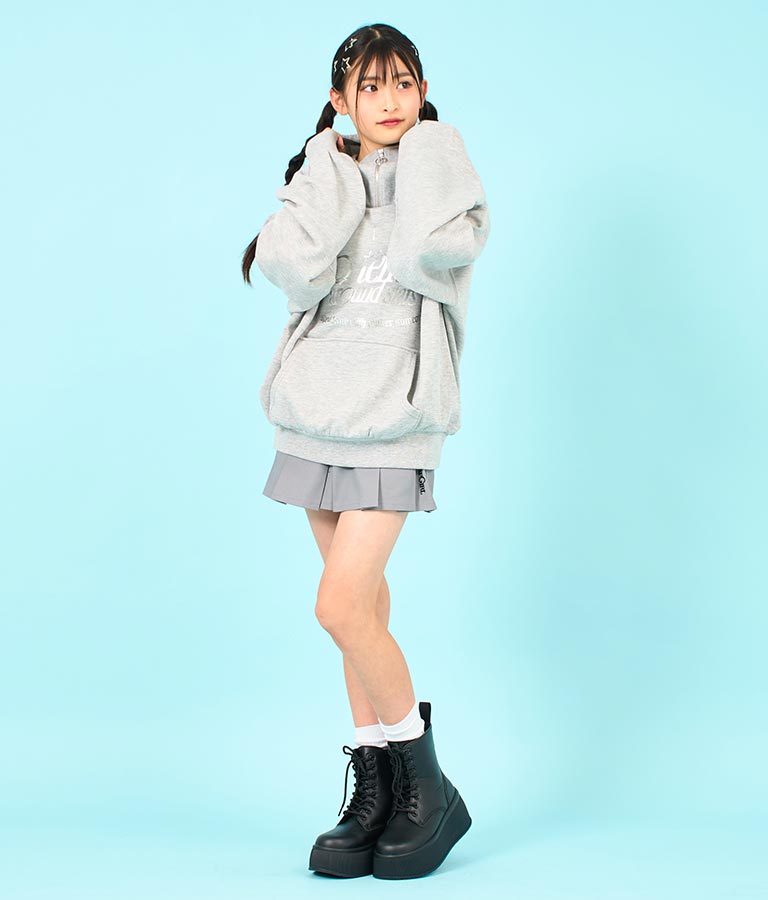 【ティーンズライン】箔 プリント ハーフジップ スウェット フーディー 913-7602