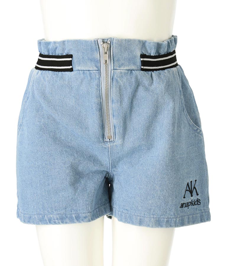 ウエストゴム デザイン ジップ付 ショート パンツ 422-3346