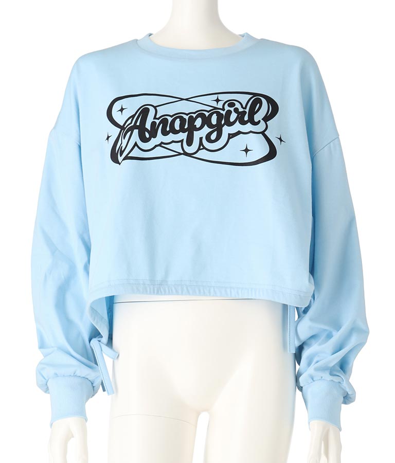 裾 リボン ドロスト クロップド ロングスリーブ Tシャツ 913-7615