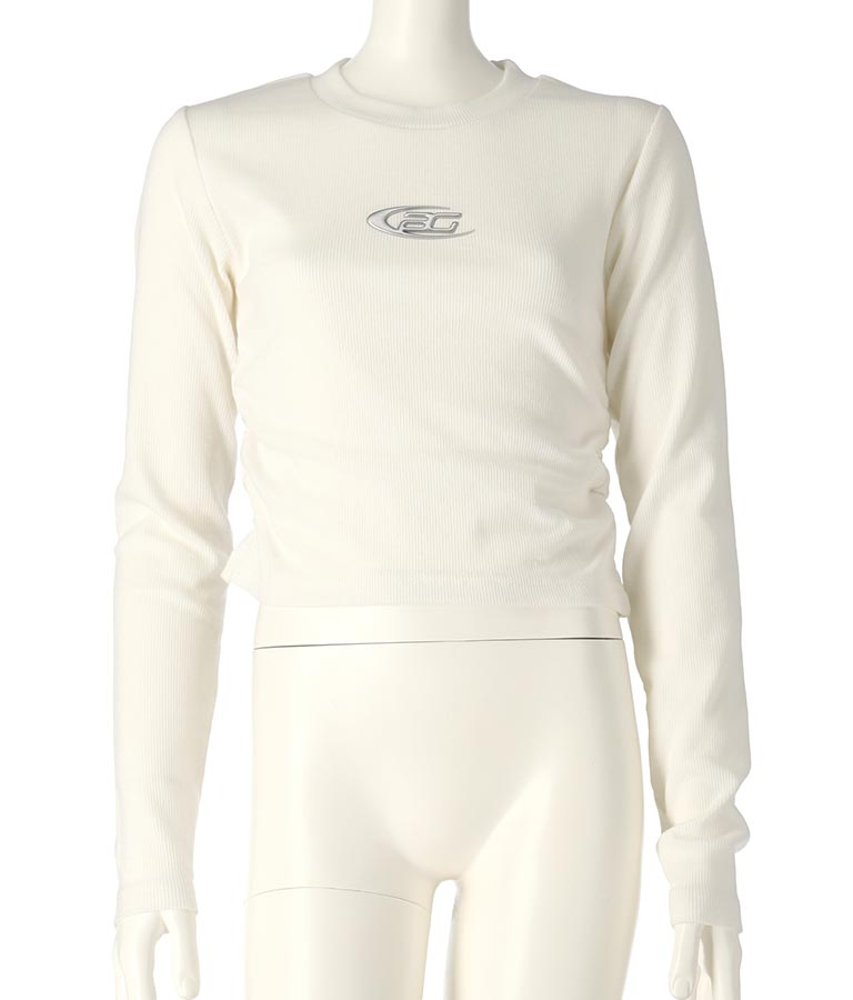 サイド シャーリング ロゴ メタル プリント リブ トップス 913-7617