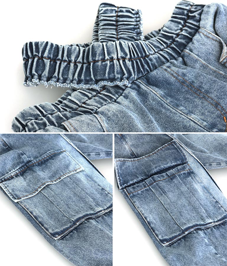 クロス ウエスト デニム ワイド カーゴ パンツ 912-7618