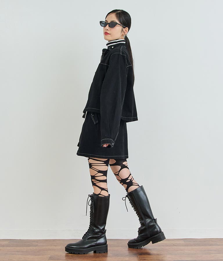 ライダース ジャケット デニム ミニ スカート セットアップ 158-5658