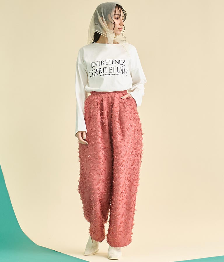 USA コットン フロッキー プリント ロング Tシャツ 363-9648