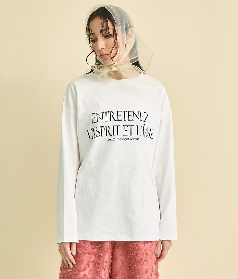 USA コットン フロッキー プリント ロング Tシャツ 363-9648