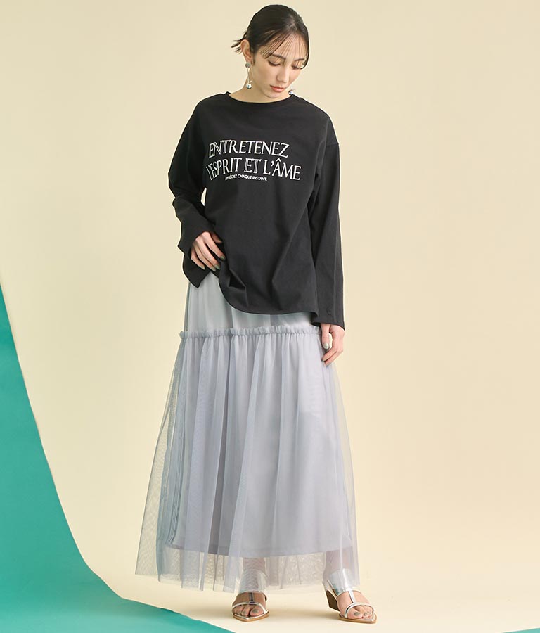 USA コットン フロッキー プリント ロング Tシャツ 363-9648