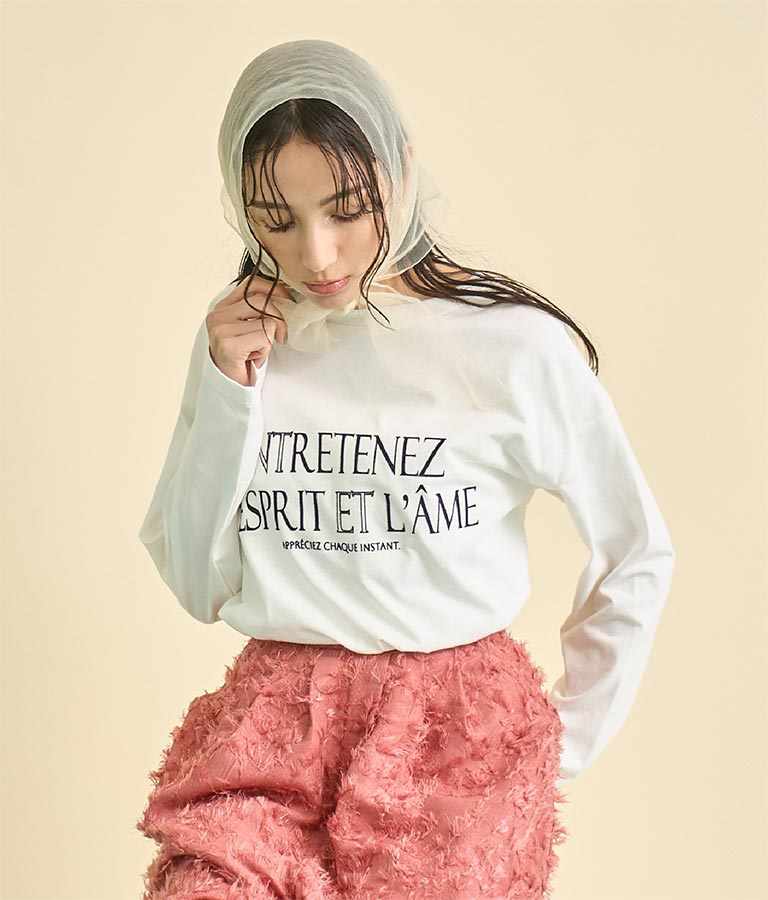 USA コットン フロッキー プリント ロング Tシャツ 363-9648