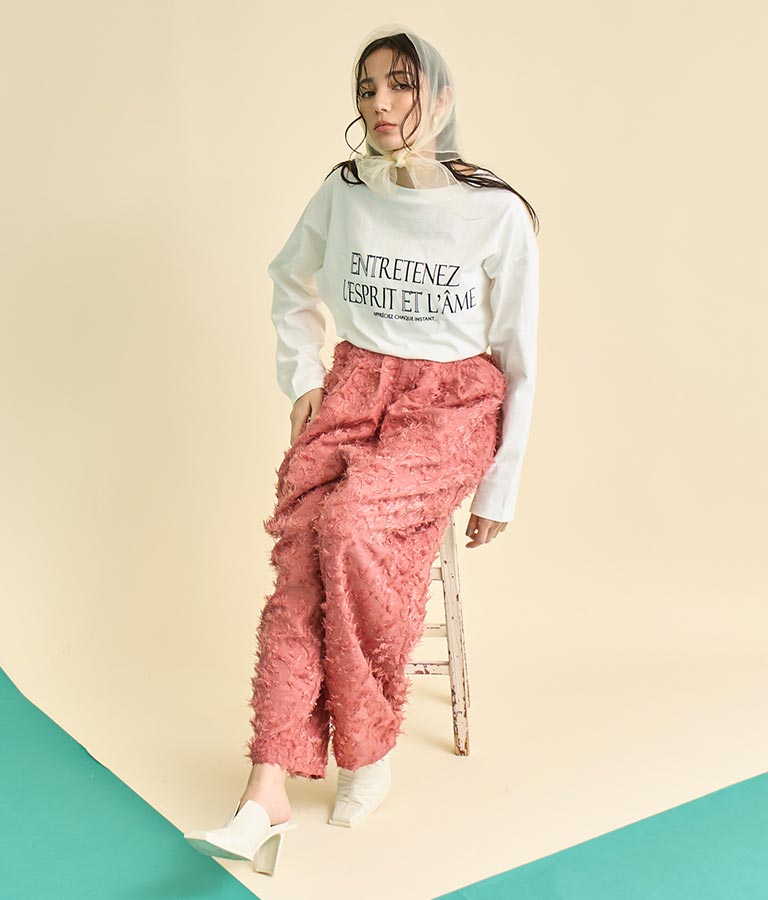 USA コットン フロッキー プリント ロング Tシャツ 363-9648