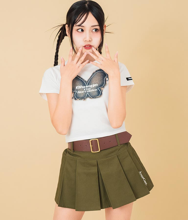 デニム バタフライ ワッペン モチーフ ミニ Tシャツ 913-7633