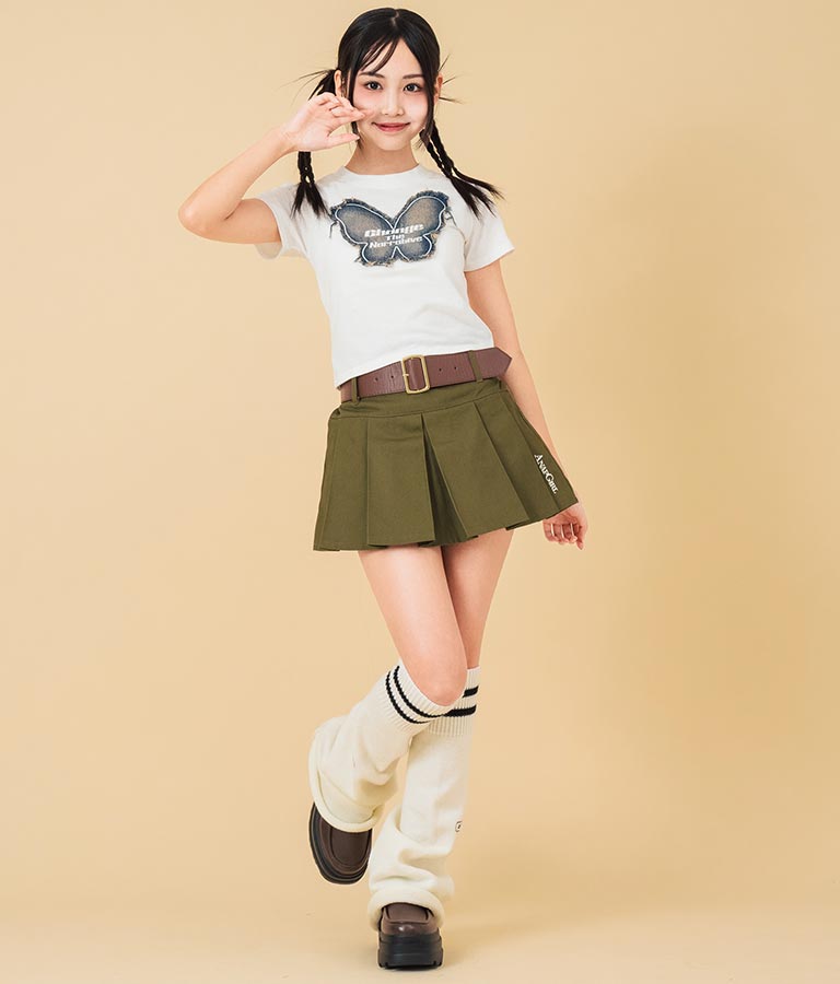 デニム バタフライ ワッペン モチーフ ミニ Tシャツ 913-7633