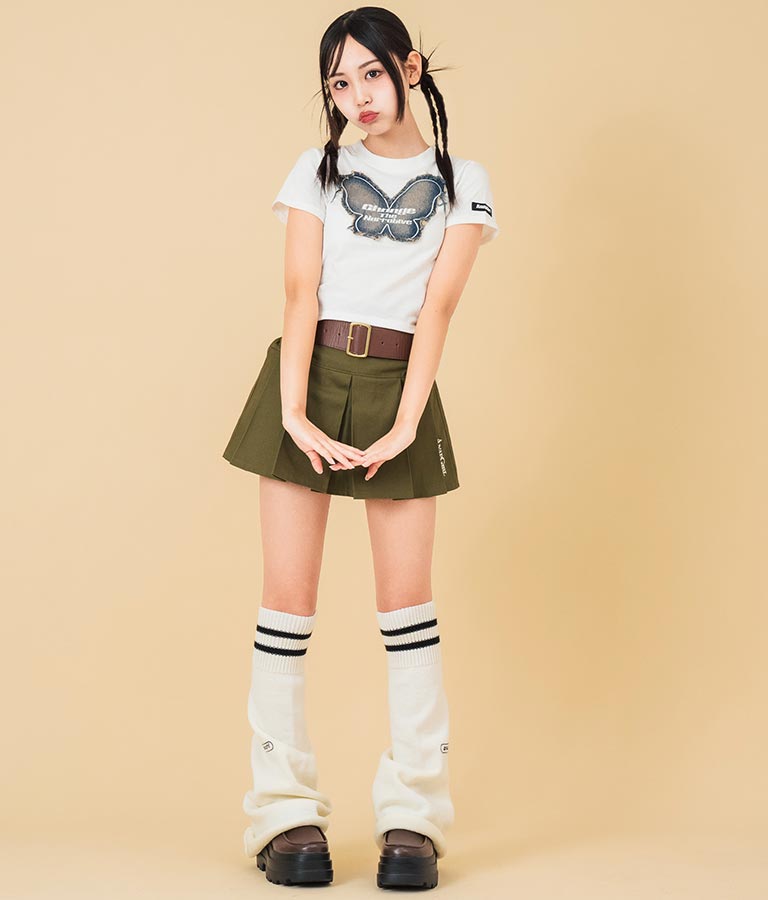デニム バタフライ ワッペン モチーフ ミニ Tシャツ 913-7633