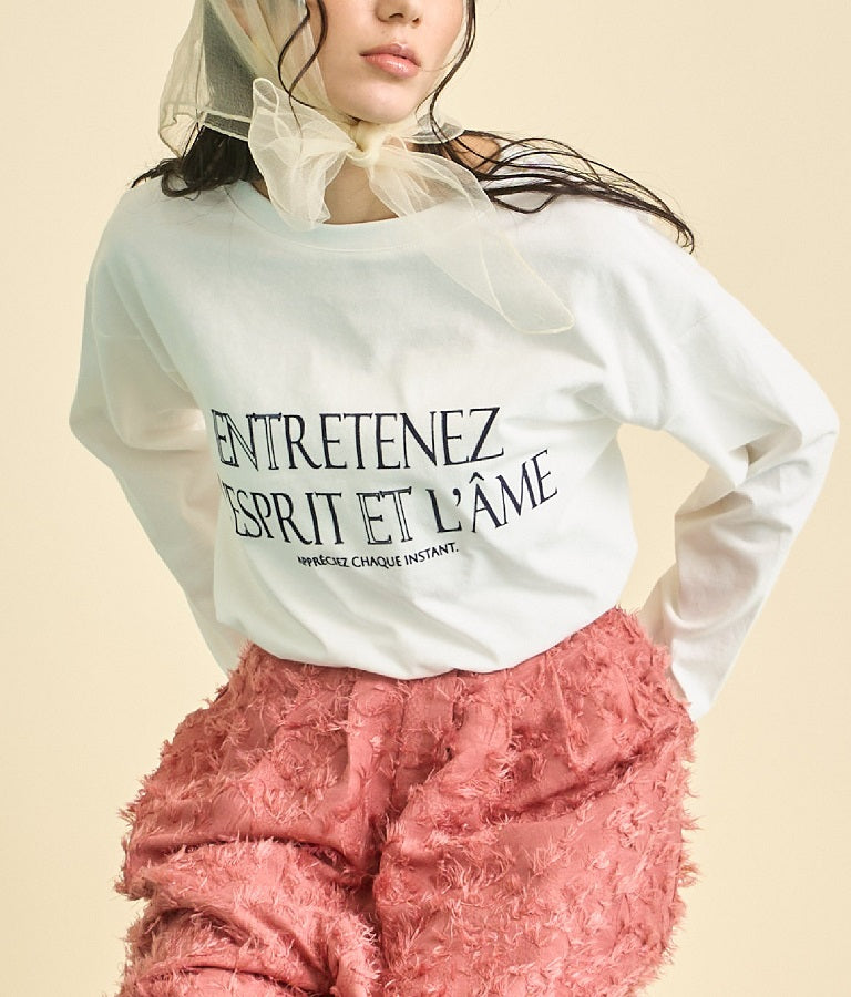 USA コットン フロッキー プリント ロング Tシャツ 363-9648