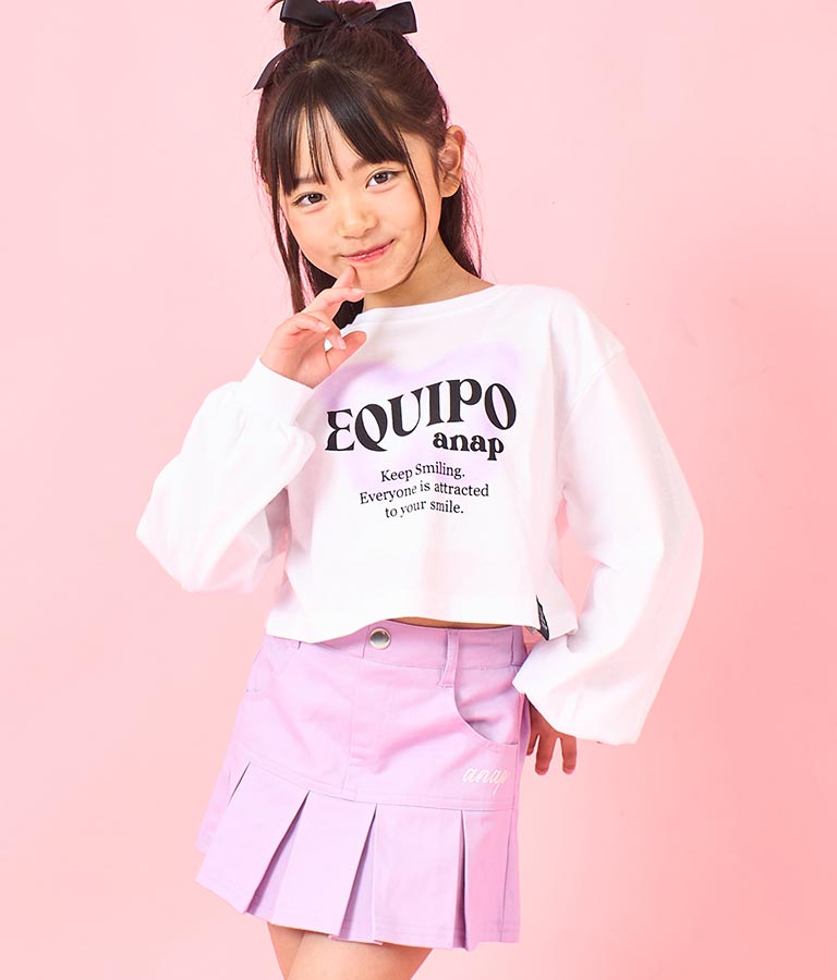 袖 リブ クロップド丈 プリント ロング スリーブ Tシャツ 423-3349
