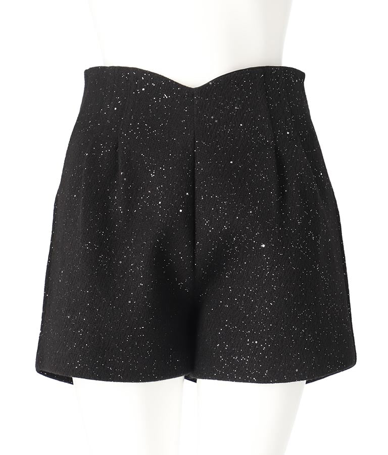 ラメ ツイード ハイウエスト ショート パンツ 152-5651