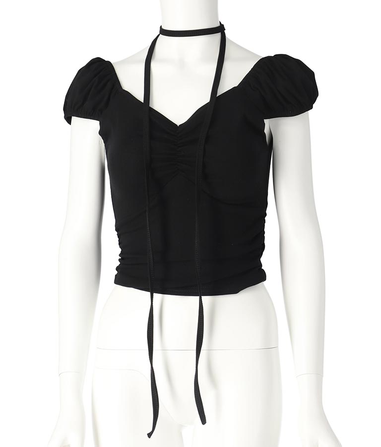 パッド付き 2WAY シャーリング デザイン トップス 153-5682