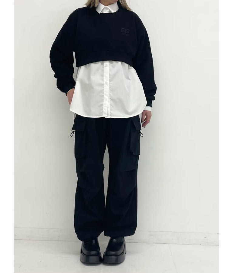 ロゴ 刺繍 クロップド スウェット トップス 153-5650