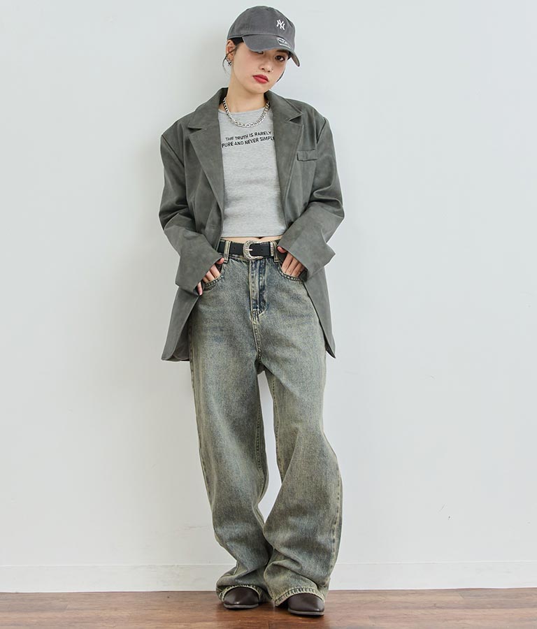 ヴィンテージ オーバーダイ 加工 ストレート デニム パンツ 152-5603