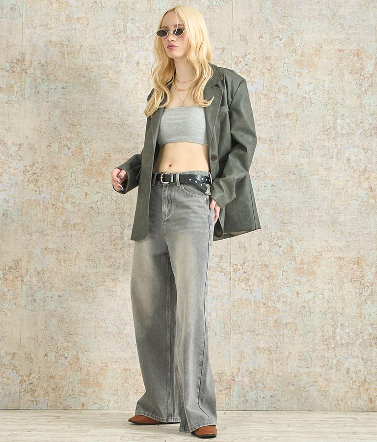 ウォッシュ加工 ストレート デニム パンツ 152-5604