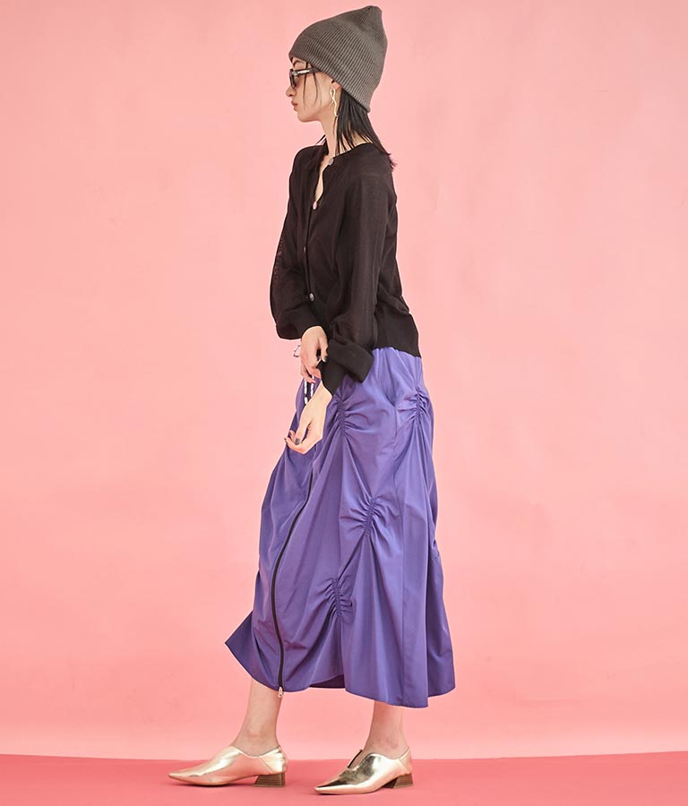 EimeeLaw ランダム ギャザー デザイン ダブルジップ スカート