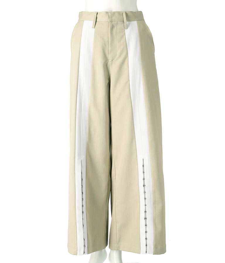 センター ライン ホック デザイン スリット パンツ 362-9614