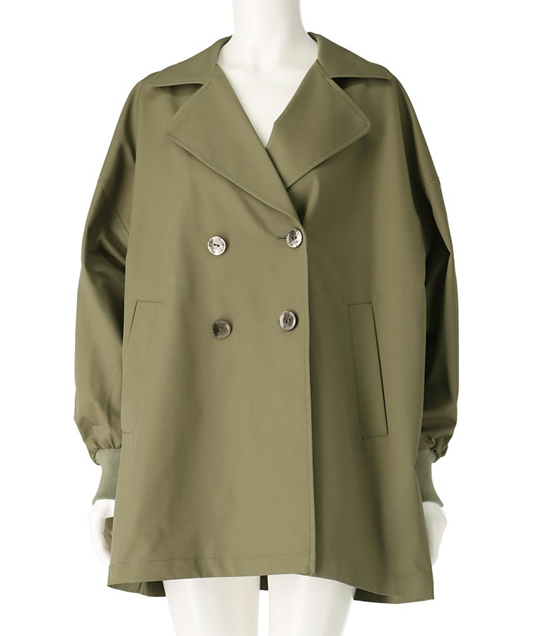 バック スリット ボタン リブ ヨーク デザイン ミドル トレンチ コート 365-9579