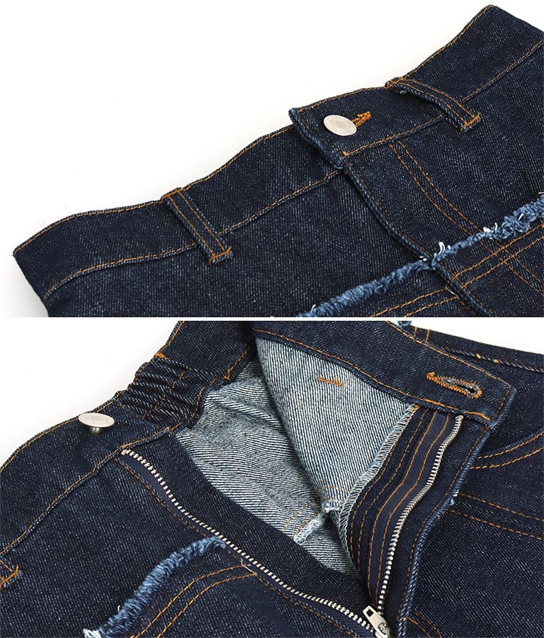 切替 デザイン フレア ロング デニム スカート 361-9583