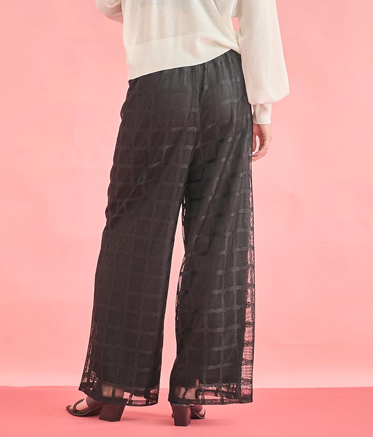 格子 チェック メッシュ ワイド パンツ【セットアップ着用可】 362-9625